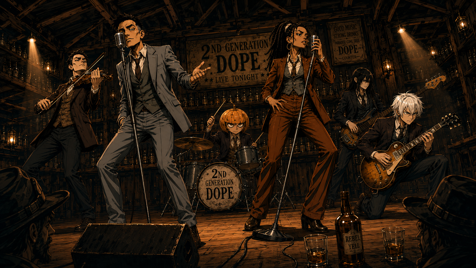A front-row view of 2nd Generation Dope performing in a western bar